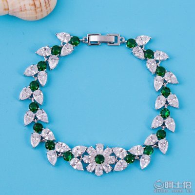 【宝莉雅花卉锆石手链水滴白金电镀手镯女礼物礼品厂家直销批发h0982ka】义乌市傅宝仙饰品厂 - 产品库